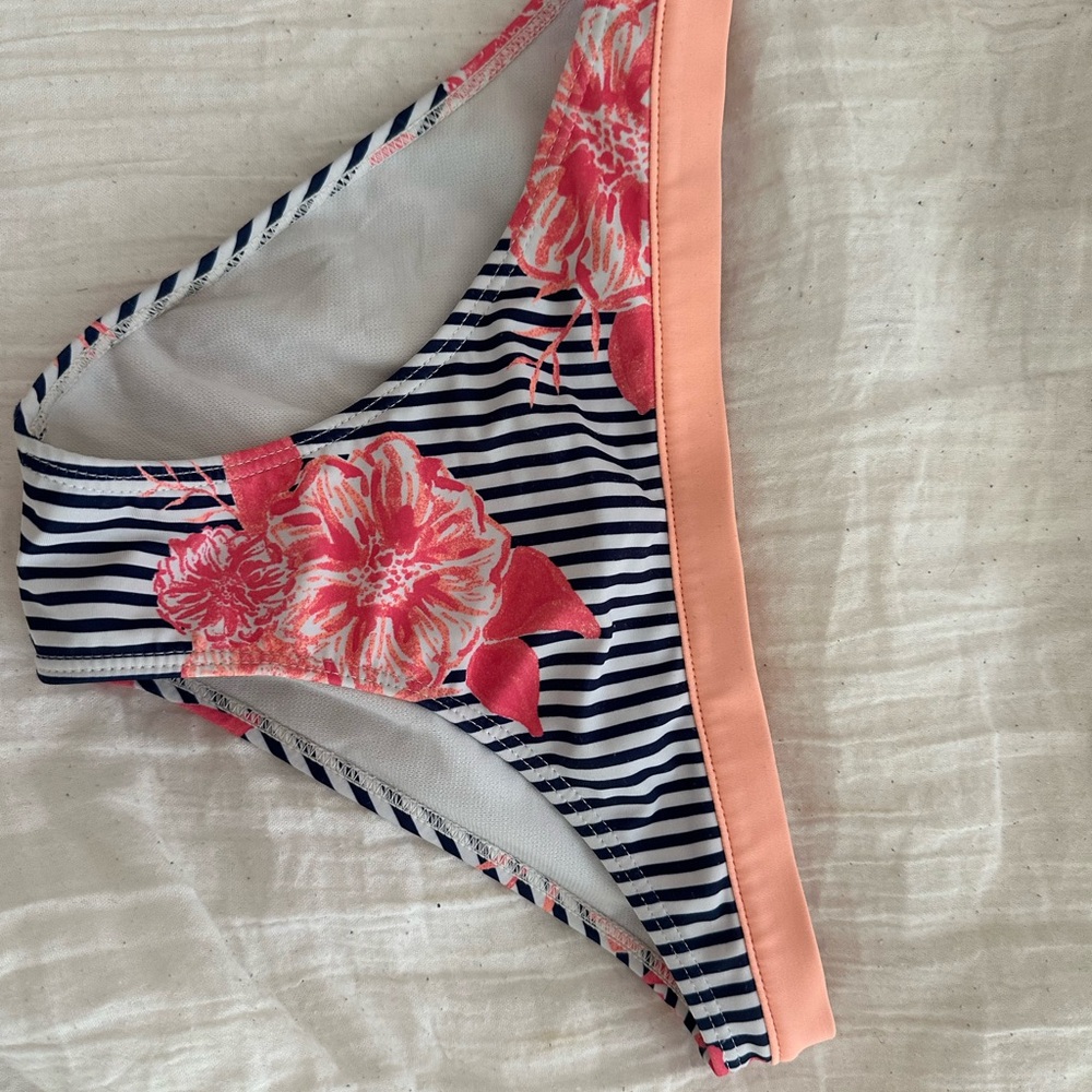 Roxy girls Striped Bikini Bottom with Floral Design